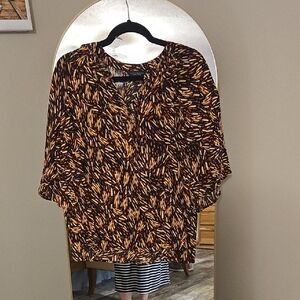 Investments Black and Orange Blouse